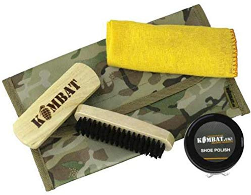 Kombat UK Military Boot Care Kit BTP 600D Tac-Poly - Includes Brushes, Black Shoe Polish, Pair of Black Laces and Cloth