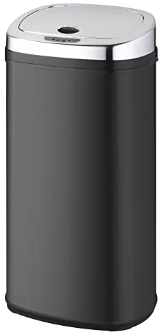KITCHEN MOVE Poubelle de cuisine automatique 42L LARGO Noir brillant en acier INOX avec cerclage