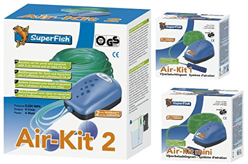 SuperFish 671310/1876 Air-Kit 1 (96 l/h) Teichbelüftungs - Set (Luftpumpe+Stein+Schlauch)