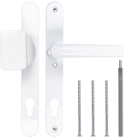Türgriff/Türdrücker/Türklinke/Drückergarnitur DHS 92mm (Schildbreite 32mm) - Weiß RAL 9016 - mit Knauf