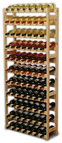 MODO24 Flaschenregal, Weinschrank, Weinständer, Getränkeregal, Weinflaschenhalter, Flaschen Organizer, Weinschrank, Weinregal Holz für 77 Flaschen, Abmessungen 166x72x25 cm, Farben: Naturholz