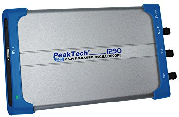 PeakTech 1290 – Oscilloscopio per PC a 2 canali (25 MHz) con USB e LAN, Software per PC, DSO, Oscilloscopio a memoria digitale (10 MiB/Ch), 20 Modalità di misurazione automatica - Per Windows