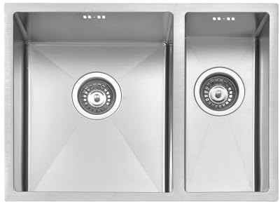 JASSFERRY Kitchen Sink Undermount Handmade Design 1.2mm Thick Square Stainless Steel 1.5 One Half Bowl with Strainer Waste, 590 X 440 mm