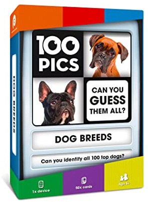 100 PICS Dog Breeds Travel Game - Family Flash Cards, Pocket Puzzles For Kids And Adults