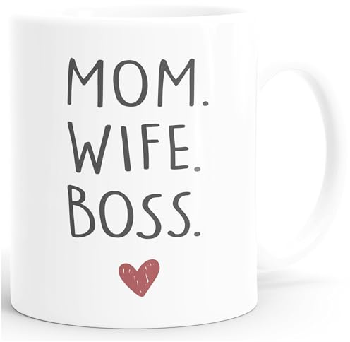 MoonWorks® Kaffee-Tasse Mom Wife Boss Dad Husband Legend Geschenk Mama Papa Weiss Keramik-Tasse