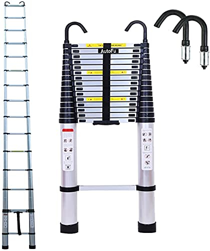 AutoFu 6.2M Extension Ladder Aluminum Foldable Ladders Capacity Max Load 150kg/330lb with EN131 Assemble with Roof Hook Stand-off Hook Kit for Home DIY Project Job, Maintenaning（20.34 foot)