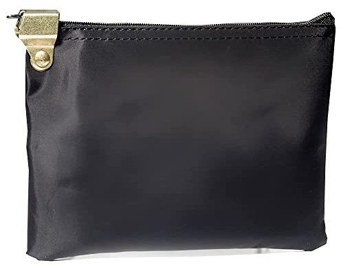 BankSupplies Lockable Medication Travel Bag – Laminated Nylon, Black, 8” x 5.5” Secure Prescription & Pill Pouch