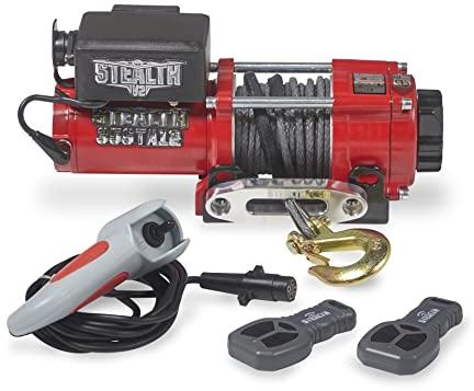 Stealth Winches Electric Winch 3500lb/1588kg 12v Wireless Recovery Budget - Power Wound Motor, Full Steel Gearing, Heavy Duty Solenoid, Mounting Plate, Wireless Remotes, User-Friendly, Synthetic Rope