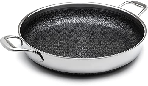 LIVWELL DiamondClad Hybrid Nonstick Frying Pan 14-Inch Quart - Home and Kitchen Gift - Hybrid Cookware Set - Stainless Steel Sauté Pan - Frying Pan Nonstick - Dishwasher Safe, PFOA-free – Silver/Black