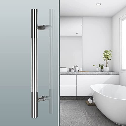 Poignée de porte coulissante for porte de grange Poignées de porte en acier inoxydable Push for douche, boutons de porte ronds modernes for salle de bain/entrée/chambre/maison/WC, montés dos à dos ( S