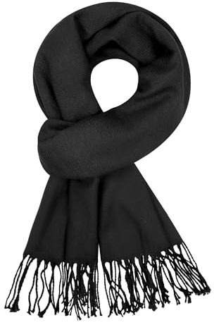 Kiiwah Schal für Herren, Winter Klassische Schals mit Quasten Warm Strick Langschal für Junge Männer Herren Herbst Winter(Schwarz)