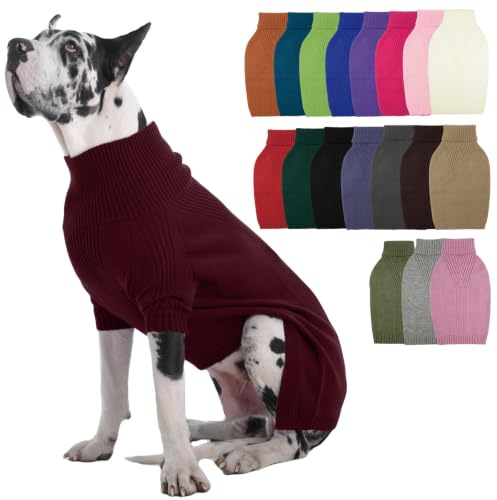 IECOii Hundepullover Größe XL, thermischer warmer Hundepullover für große Rassen, Rollkragen-Strickwaren für den Winter, dehnbar und leicht anzuziehen, Hunde-Sweatshirt für Dobermann, Dogge