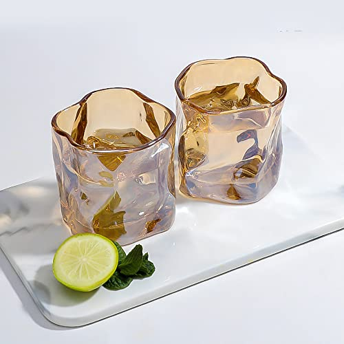 YOtat Ensemble De 6 Verres À Whisky - Verres À Scotch Haut De Gamme - Verres À L'Ancienne - Verres À Vin - Cadeau Origami en Cristal pour Petit Ami Papa 200 ML (Type 5)