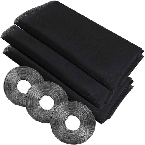 Mosquito Net for Windows, Upgrade 3 Pack Fly Screens Window Mesh 1.3mx1.5m Insect Netting Bug Bee Protector Universal Transparent Mosquito Insect Screen Can Be Cut and Fit Without Drilling (Black)