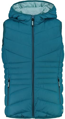 CMP - Gilet da bambina in nylon con cappuccio fisso, Teal, 164