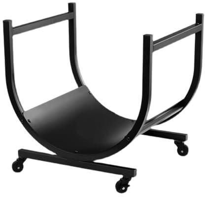 ygmmuixw Support à Bois de cheminée d'extérieur avec roulettes – Solution de Stockage du Bois en Acier Durable pour Une Utilisation intérieure et extérieure