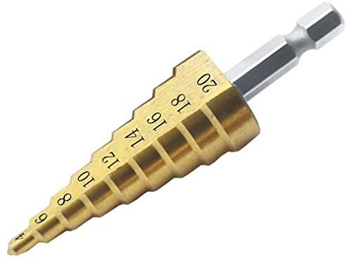 HSS-Titan-beschichteter Stufenbohrer-Satz Sechskantschaft-Stufenkegelbohrer for Metall-Holz-Bohrloch-Schneidwerkzeuge(4-20mm)