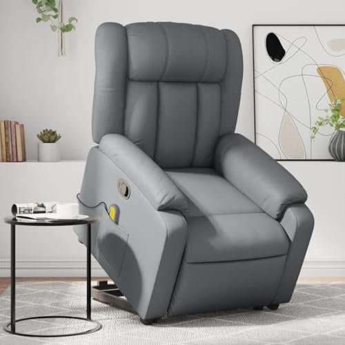 IKAYAA Massagesessel Kunstleder TV Sessel Wohnzimmer Fernsehsessel mit Aufstehhilfe Relaxsessel mit Liegefunktion Verstellbar Massagefunktion Liegesessel Aufstehsessel