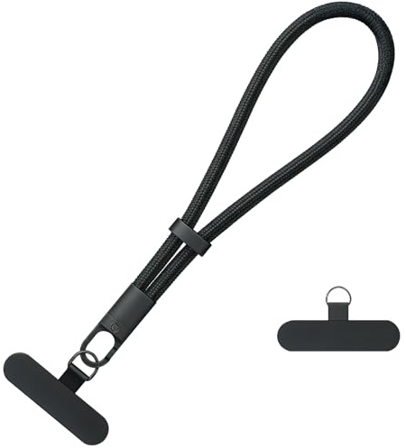 Horktrust Lanyard de teléfono móvil, de longitud ajustable Lanyard de muñeca telefónica clip anti-caída auto-bloqueo, antipérdida con 2 pices parche ultrafino