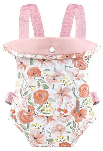 GAGAKU Puppentrage Kinder, Babypuppentrage Kreuzen Schultergurte Babypuppen Zubehör Vorne und Hinten Babytrage Puppe Puppenwiege Tasche, Rosen