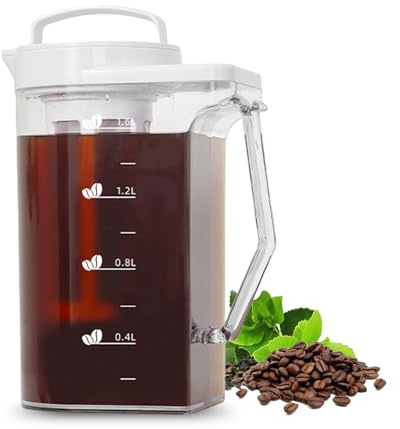 Ideal Swan Cold Brew Coffee Maker, 1.6L Space Saving Iced Coffee Maker Pitcher with Fine Mesh Filter, Versatile Cold Brew Tea Bottle for Coffee, Juice, Iced Coffee Machine Leak-proof Large Capacity