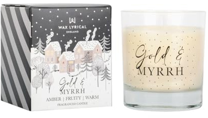 Wax Lyrical Gold & Myrrh Candle | Sensual Amber Gourmand Scent | Luxurious & Festive | Up to 42 Hours