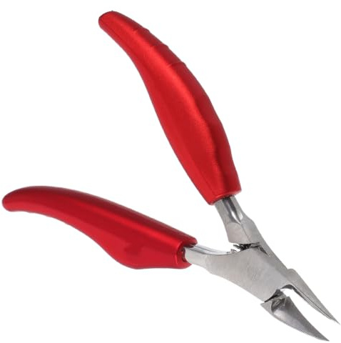 Veemoon Cortaúñas para Uñas Encarnadas y Gruesas Diseño Curvo Grueso Rojo de Acero Inoxidable Resistente y Plegable para Cuidado Profesional de Uñas