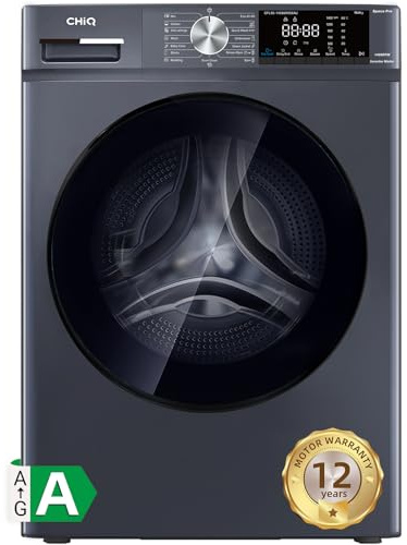 CHiQ CFL90-14586IM3XAU, Front Load Washing Machine 9kg, Space Pro, Counter Depth, Large Drum, Quiet Inverter Motor, 1400rmp, AI Smart Program, Steam Function, Energy Efficient, Grey [Energy Class A]