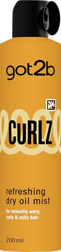 got2b Curlz Refreshing Dry Oil Mist 200ml – Lightweight Hair Oil Spray for Curly & Wavy Hair – Shine, Hydration & Frizz Control