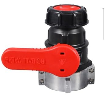 Gettimore IBC Kugelhahn DN50 (75 mm) für säure- und alkalibeständige Flüssigkeitskontrolle, Rot/Gelb, 1 Stück dicker Draht