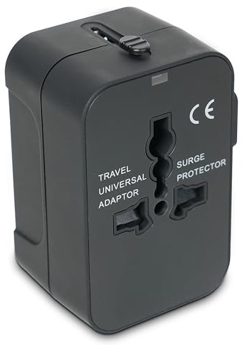 Adattatore Universale da Viaggio Presa Internazionale USA UK EU AUS JP – Travel Adapter Universale con Protezione Surge, Adattatore Presa Estera per Europa, America, Giappone, Australia
