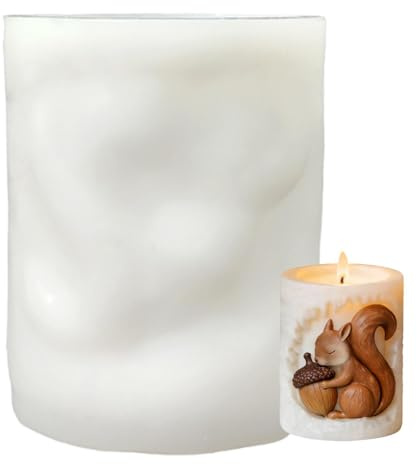 Molde de Silicona para Velas,Molde de Silicona 3D en Relieve de Ardilla y Bellota | para Yeso - para Manualidades de Resina y Yeso en Apartamento, Granja, y Hogar
