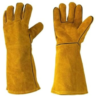 SUBLXPoten Guantes Soldador Guantes de soldadura piel vaca, resistentes al calor, antiescaldaduras, suaves, protectores soldador for Trabajos, protección laboral