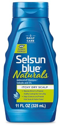 Selsun Blue Naturals Itchy Dry Scalp Antidandruff Shampoo, Extra-Hydrating Formula With Vitamins B3 and E, 11 fl. oz.