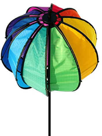 CIM Kugel Windspiel - Satorn 35 Rainbow - UV-beständig und wetterfest - Kugel: Ø35cm, Gesamthöhe: 115cm - inkl. Standstab und Bodendübel