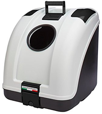 POW Pet on Wheels - Pet Carrier for Dogs and Cats Easy Mounting on Scooter, Motorcycle, Bike and also suitable for Car | Main Colour White, Black Base, Black Inserts