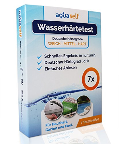 Wasserhärte Teststreifen – 7 Stück – Deutscher Härtebereich °dH – Wasserhärte messen in weich, mittel, hart – einzeln verpackt – Made in Germany