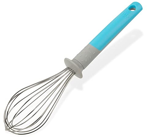 Tasty Stainless Steel Whisk, Balloon Whisk for Stirring and Whipping Ingredients, Balloon Wire Whisk, Egg and Milk Frother, Dimensions: 26x6cm, Colours: Light Blue & Grey