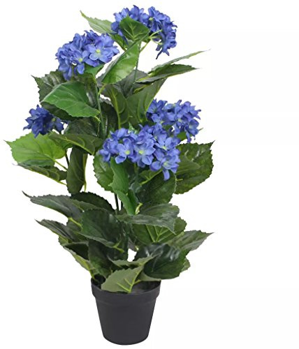 Festnight Piante/Fiori/Ortensia Artificiale con Vaso Decorativo 60 cm Blu da Casa e Ufficio