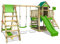FATMOOSE Spielturm Klettergerüst JazzyJungle Jam XXL mit SurfSwing, Schaukel & apfelgrüner Rutsche, Outdoor Kinder Kletterturm mit Sandkasten Leiter & Spiel-Zubehör für den Garten