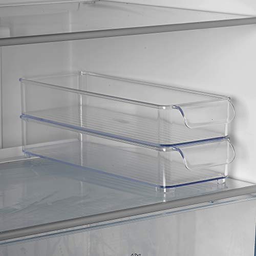 URBN-CHEF 2 PCS Clear Stacking Refrigerator Organisers Spaceliving Boxes Trays Holders Racks for Fruit and Veg