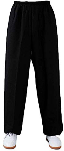 XPF Pantaloni per Arti Marziali Pantaloni Tai Chi Uomo Donna Pantaloni da Allenamento Tradizionali Pantaloni Kung Fu Wing Chun,Black-XL