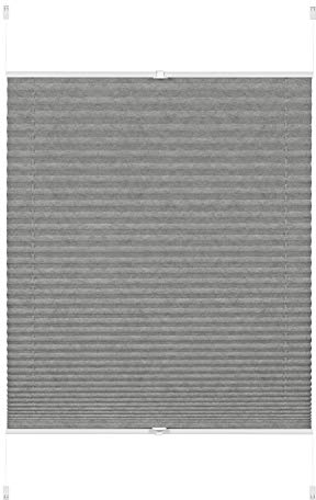 Gardinia EASYFIX Plissee Lilly Green zum Klemmen, Ohne Bohren, Sichtschutz, Blendschutz, Blickdichtes Faltrollo, Verdunkelung, Recycling Stoff, Grau, 100 x 130 cm (BxH)