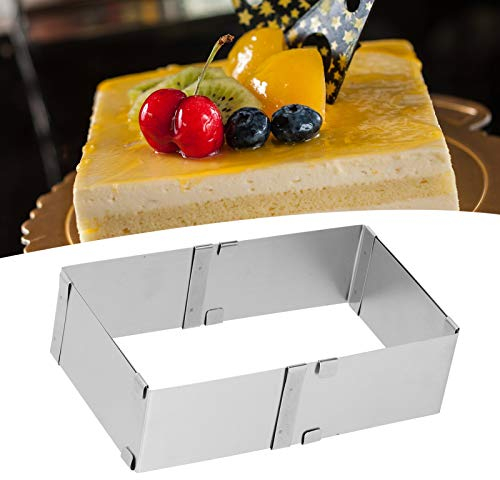 HERCHR Adjustable Cake Tin,Square Baking Frame Stainless Steel,7.1x7.1x2inch Cake Ring Adjustable Square Cutter Ring Mousse for Kitchen Baking Utensils