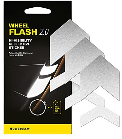 THE BEAM - Wheel Flash 2.0 - Autocollants Réfléchissants pour Jantes et Roues de vélo - Autocollant Velo, Autocollant Reflechissant, Bande reflechissante autocollante (Argent)