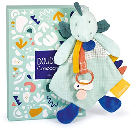 DOUDOU ET COMPAGNIE - Doudou Attache Sucette Dino Vert 23 cm