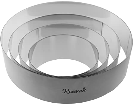 Keewah Round Mousse Cake Ring Set, 6/8/10/12 inch, 4 Piece, Stainless Steel