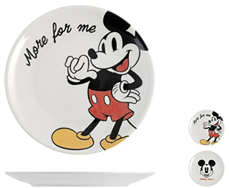H&H Disney Mickey Piatto Dolce in Porcellana 26cm