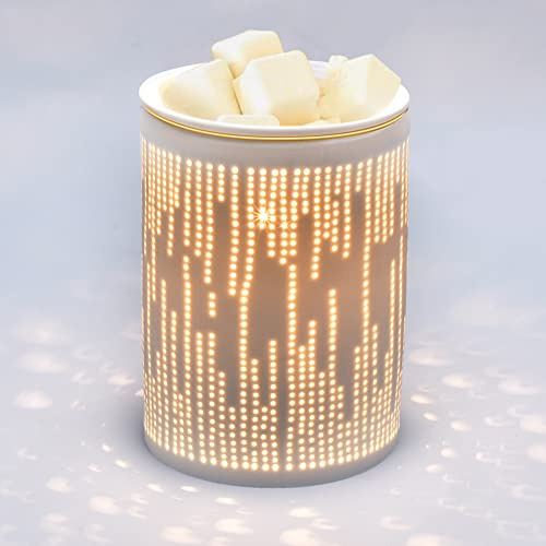 LnJPan Electric Wax Melt Warmer, Ceramic Candle Wax Warmer for Scented Wax Melter Electric Wax Burner Wax Melts Wax Cubes Melter, Mother's Day Aroma Lamp for Home Hotel Office (Music-Lines)