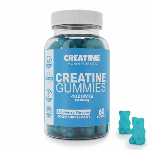 Suptropic, Creatine Gummies, 4000mg (30+ Days), Men & Women - Chewable Creatine Monohydrate Gummies - Natural Blueberry Flavoured Creatine, Pre Workout Gym Supplement, Suitable for Vegans
